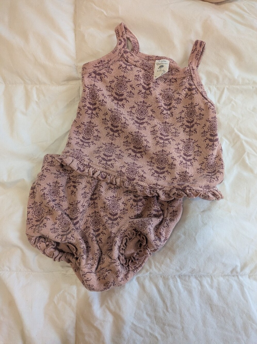 Kate Quin Pink Flower Set Tank And Bloomers 6-12